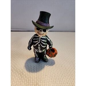 RARE Jim Shore ‎ MINI HALLOWEEN SKELETON Top Hat Pumpkin Trick Or treat #4034440